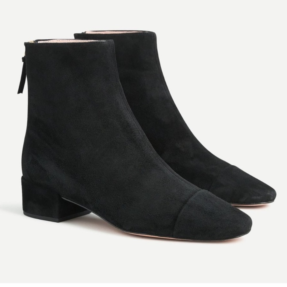 J. Crew Roxie Cap Toe Black Suede Bootie NWT size 7.5